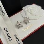 Star Rhinestone Silver Earrings