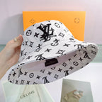 Monogram Print Embroidered Bucket Hat