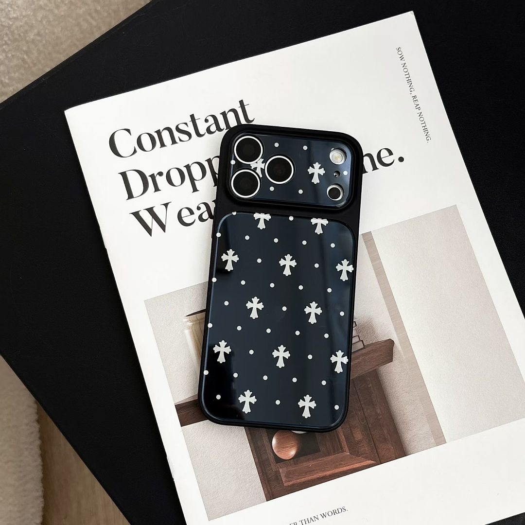 Chrome Hearts cross print case for iPhone 17 Pro Max – close-up