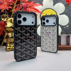 Goyard iPhone 17 Pro Max Case – Magsafe Luxury Protective Cover Chevron Black