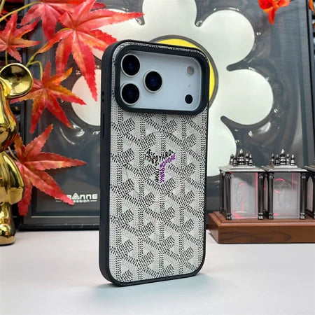 Goyard iPhone 17 Pro Max Case – Magsafe Luxury Protective Cover Chevron Black
