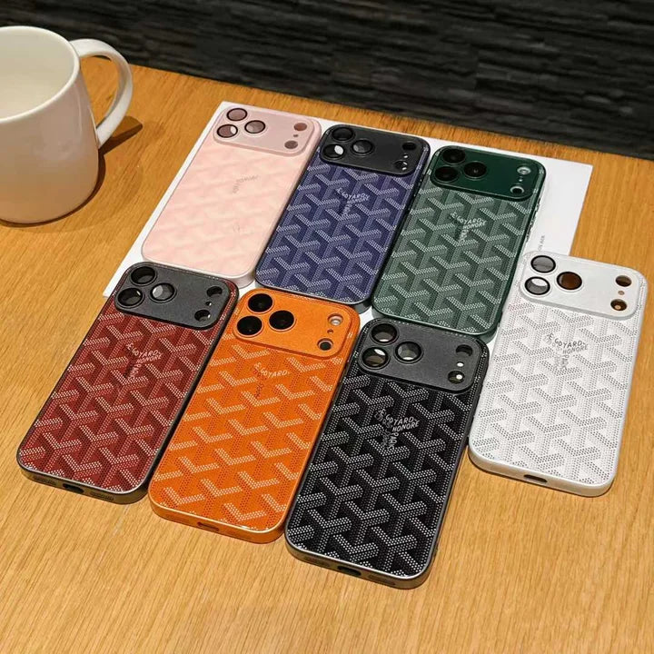 Goyard iPhone 17 Pro Max Case – Monogram Goyard Vintage Designer Cover Bordeaux Red