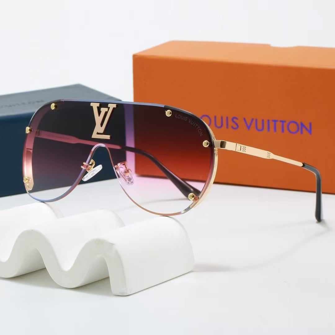 Oversized, integrated metal trendy sunglasses
