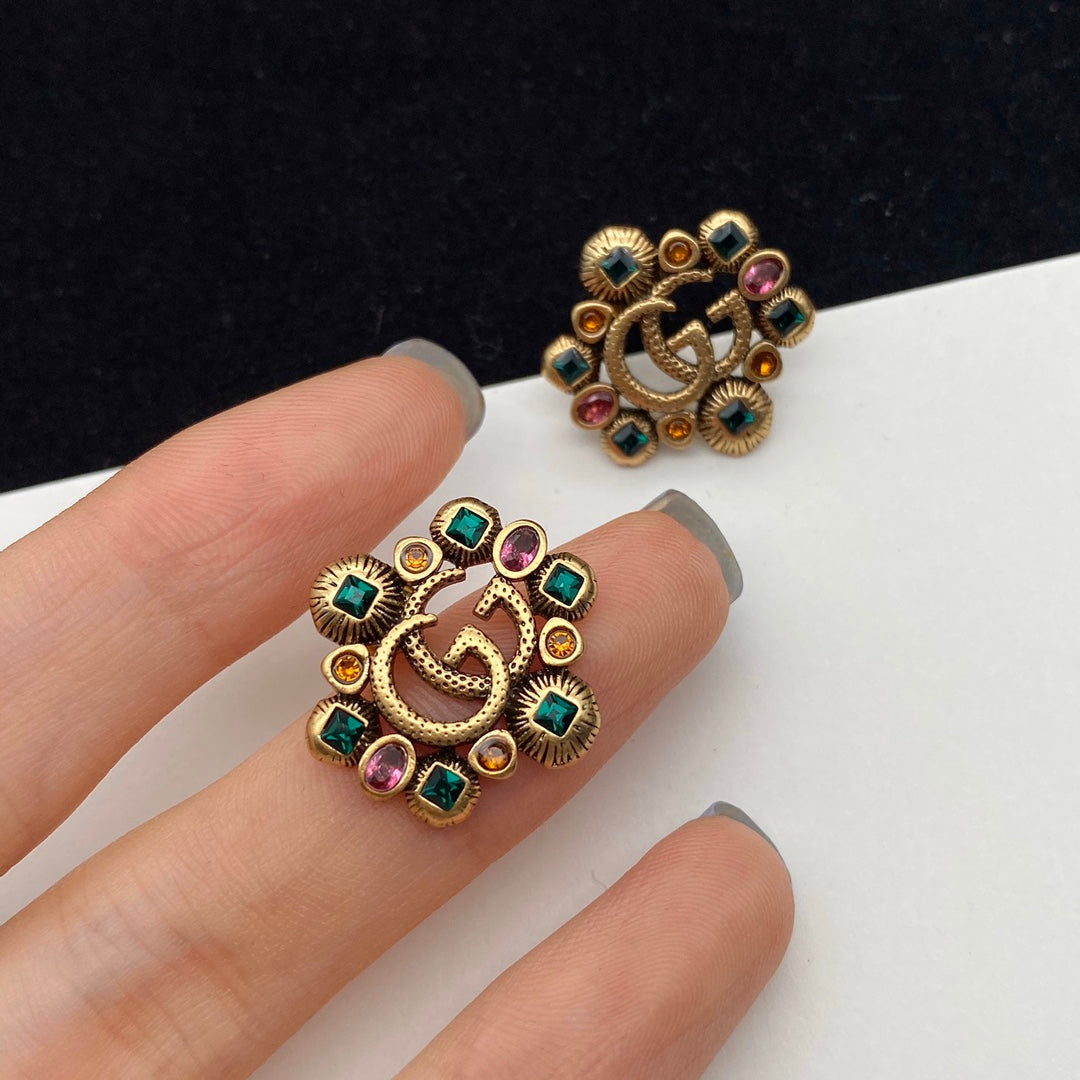 Vintage Colored Diamond Stud Earrings