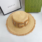 Diamond LOGO broken edge straw hat