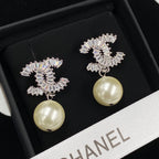 Sparkling Zircon Pearl Drop Earrings