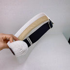 Empty Top Metal Logo Elastic Band Straw Hat