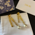Pearl Alphabet Pendant Earrings