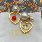Resin Pearl Heart Stud Earrings