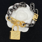 Lock Pendant Colorblock Bracelet