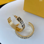 Double F Letter Half Hoop Earrings
