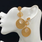 Vintage Letter Circle Earrings