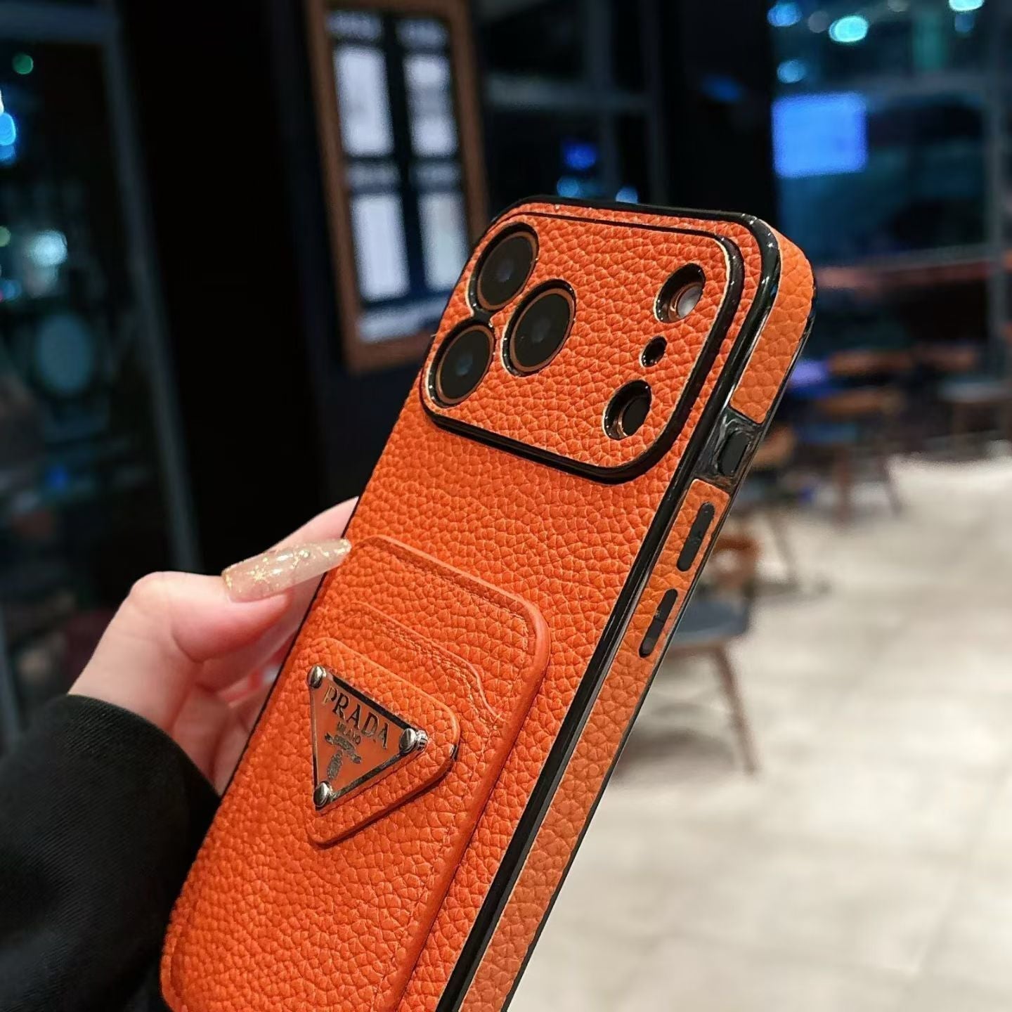 Prada iPhone 17 Pro Max MagSafe Card Holder Case – Designer Wallet Cover