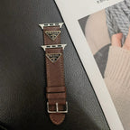 Double Triangle Monogram Label Leather Apple Watch Band