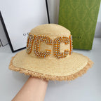 Diamond LOGO broken edge straw hat