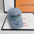 Balenciaga Paris denim baseball cap vintage blue front view