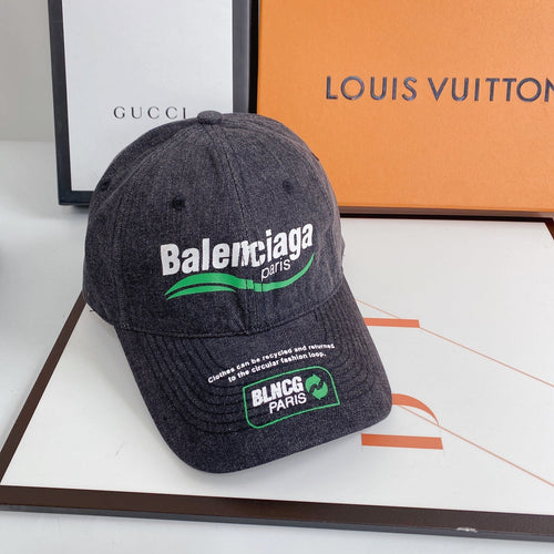 Balenciaga washed denim baseball cap vintage black front view