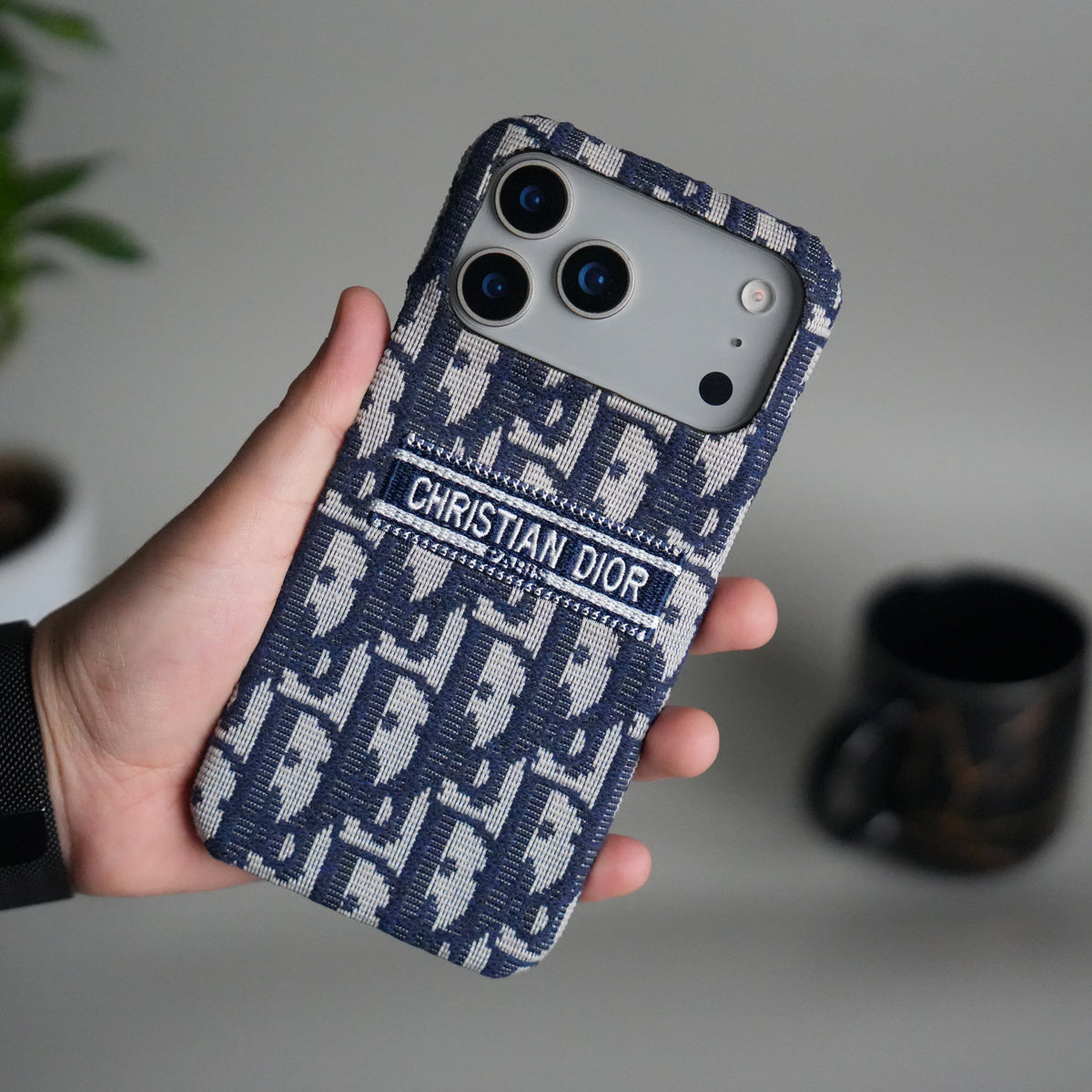 Blue Dior designer iPhone case for iPhone 17 Pro Max