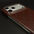 Luxury Gucci iPhone 17 Pro Max Case | GG Monogram Leather White Brown