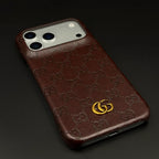 Luxury Gucci iPhone 17 Pro Max Case | GG Monogram Leather