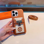 Brown Hermès designer iPhone case for iPhone 17 Pro Max