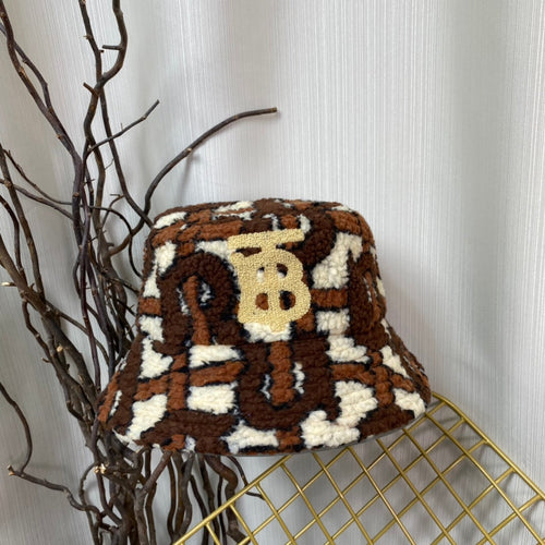 Burberry Check Lamb Wool Bucket Hat front view