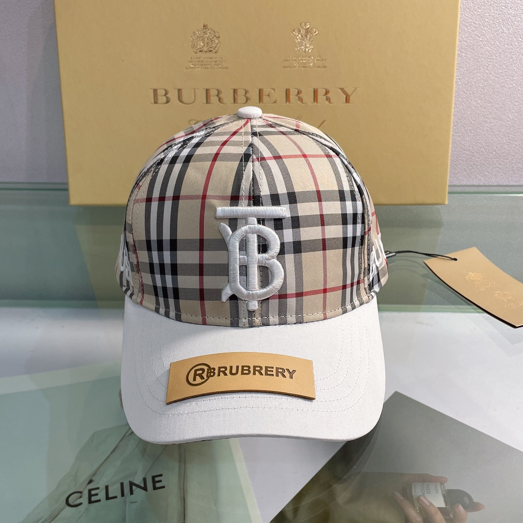 Burberry Classic Check embroidered baseball cap white