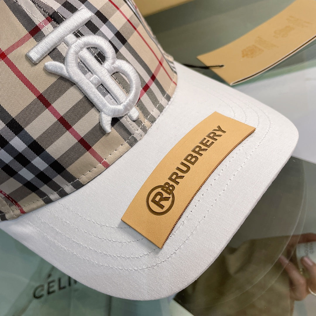 Burberry Classic Check embroidered baseball cap white