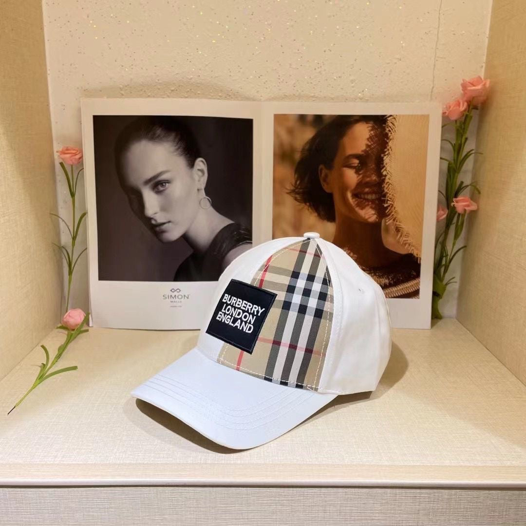 Burberry embroidered baseball cap white