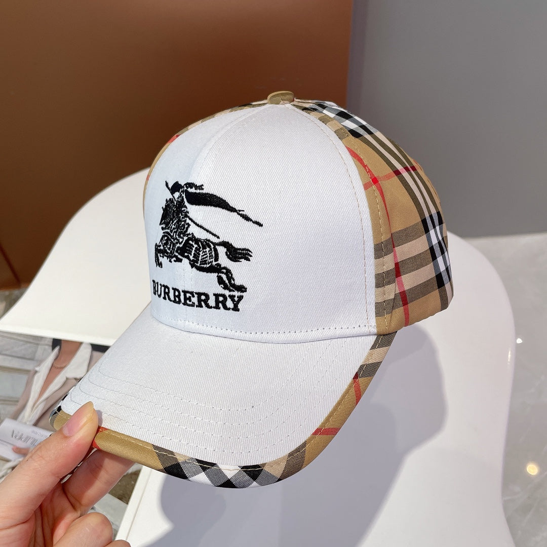 Burberry luxury embroidered cap close up