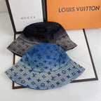 Gradient Print Denim Bucket Hat