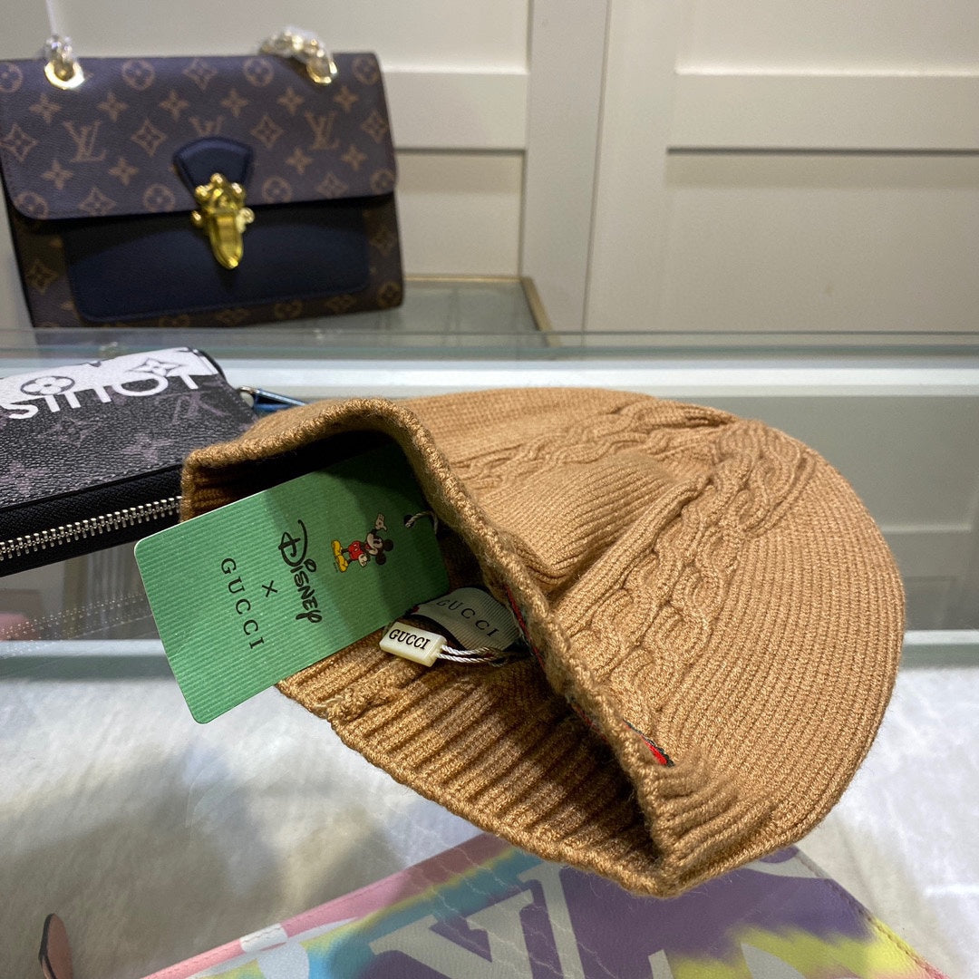 Gucci GG Embroidered Cable Knit Wool Beanie | Luxury Designer Winter Hat