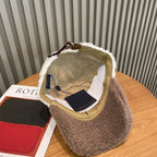Lamb wool embroidered warm baseball cap