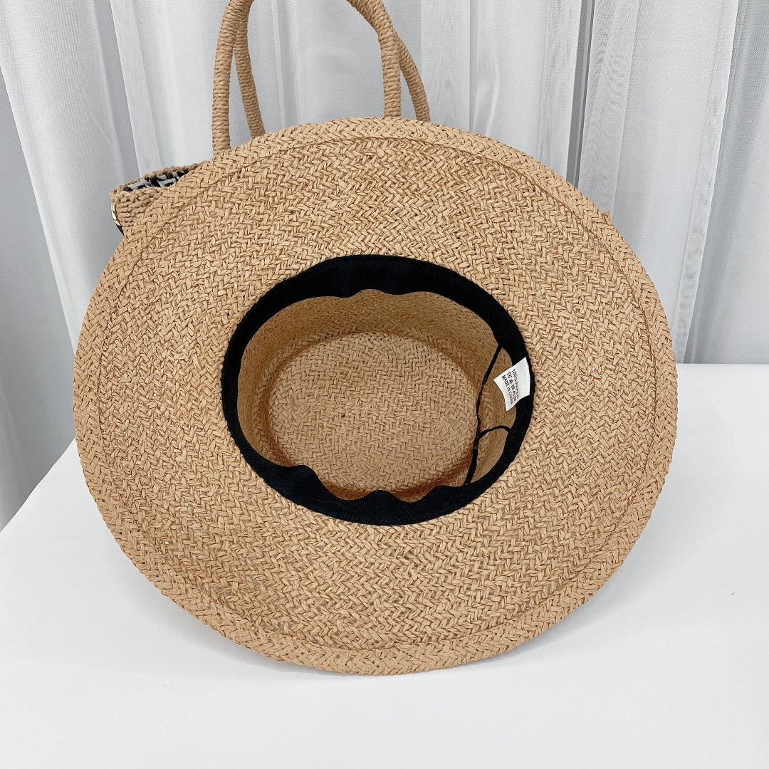 CELINE designer wide brim raffia hat