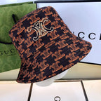 CELINE embroidered monogram bucket hat brown