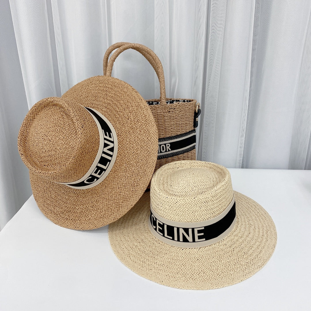 CELINE raffia woven sun hat side view