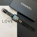 Chanel Apple Watch Band Black Leather