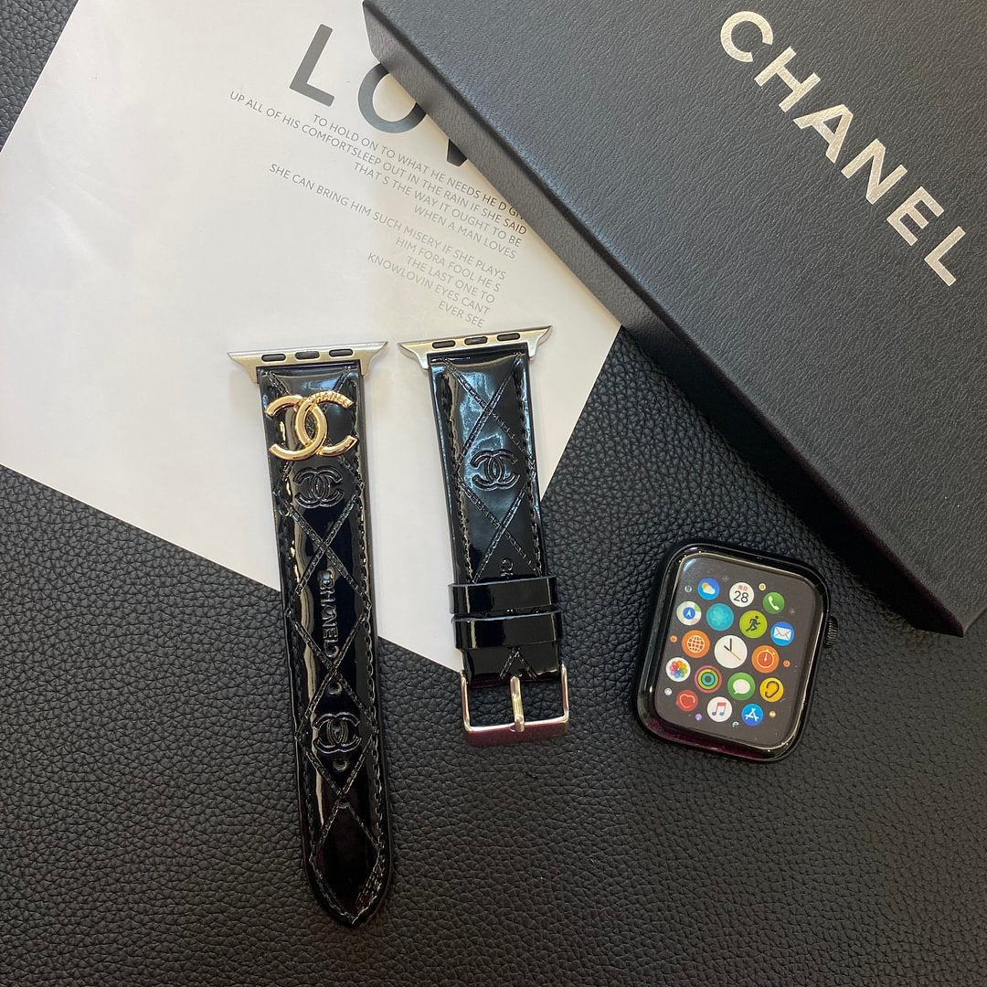 Chanel Apple Watch Band Black Leather 1