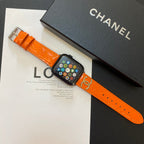 Chanel Apple Watch Band Orange Leather