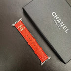 Chanel Apple Watch Band Orange Leather