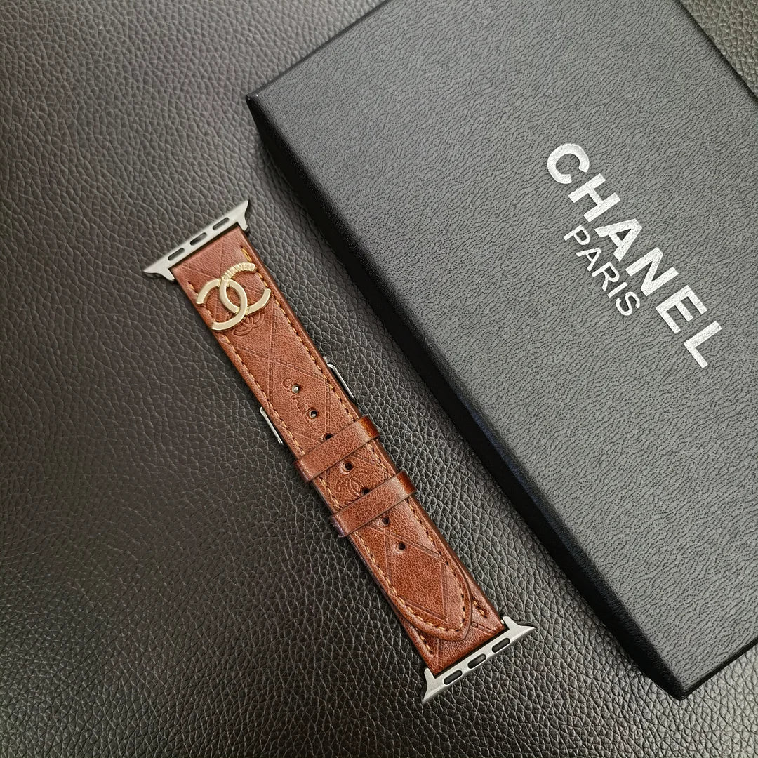 Chanel Apple Watch Band brown Leather