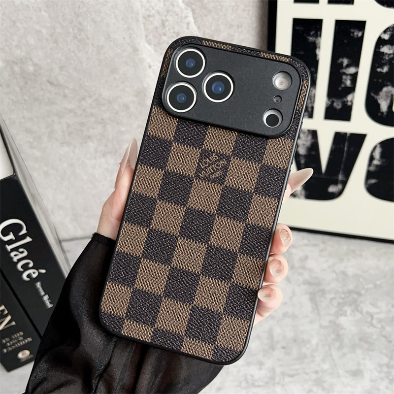Checkered Louis Vuitton iPhone 17 Pro Max case brown