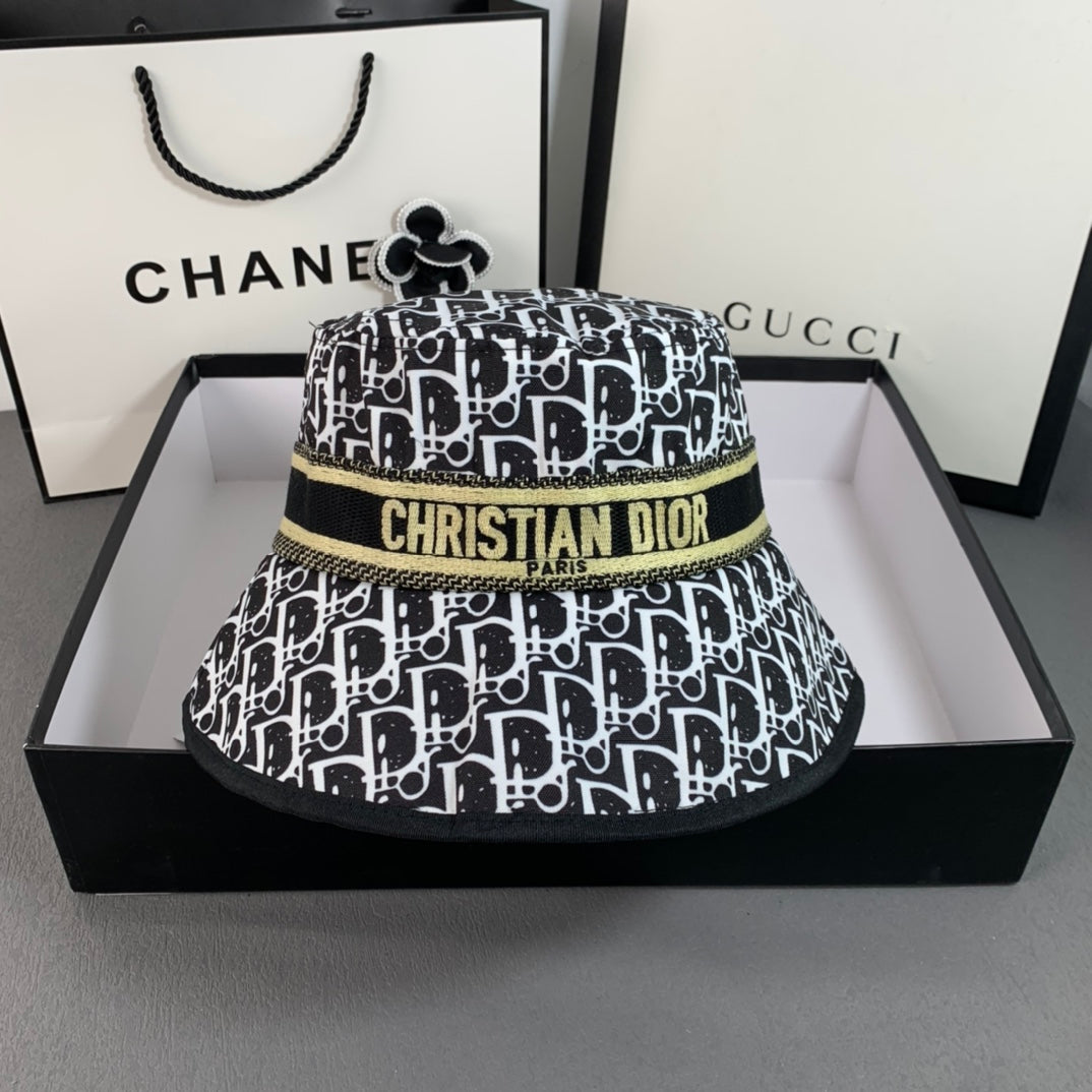 Christian Dior embroidered cotton bucket hat blue and yellow