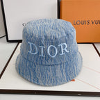Christian Dior embroidered denim bucket hat blue
