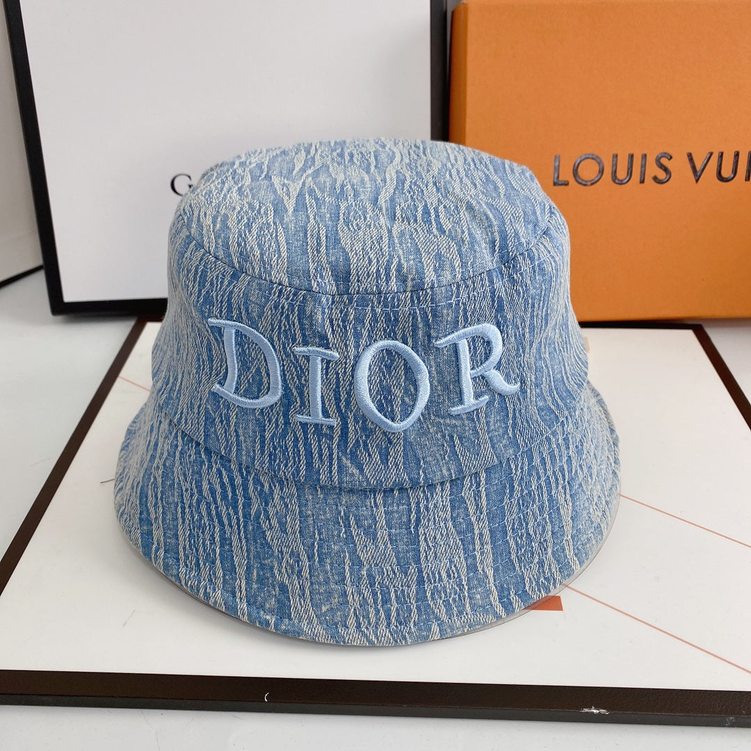 Christian Dior embroidered denim bucket hat blue