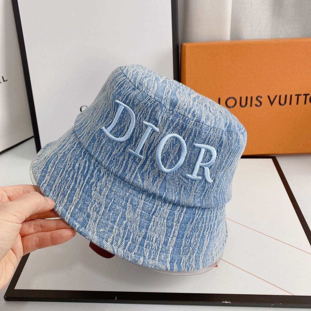 Christian Dior embroidered denim bucket hat dark blue