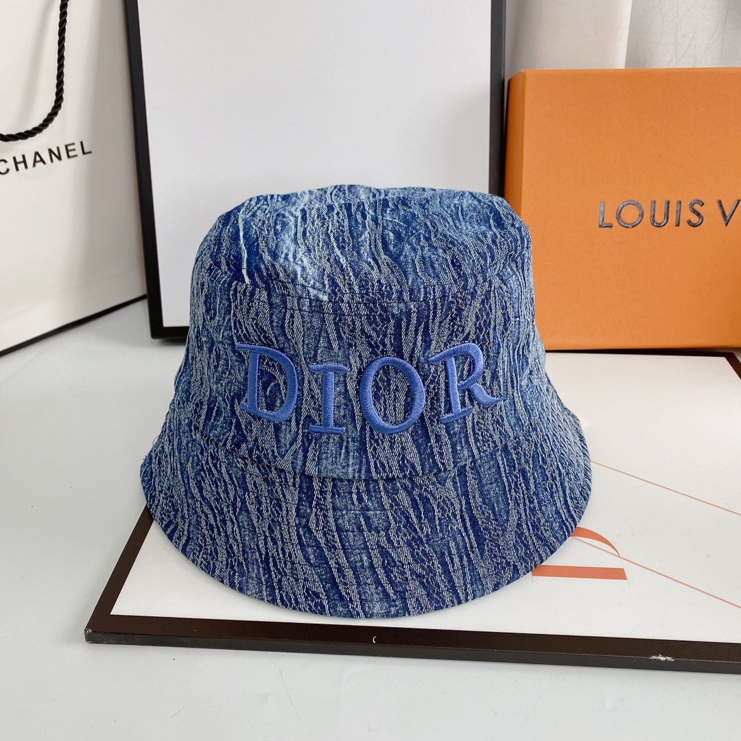 Christian Dior embroidered denim bucket hat dark blue
