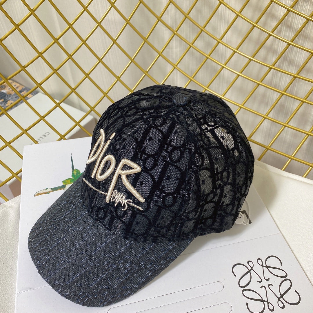 Christian Dior embroidered mesh baseball cap black