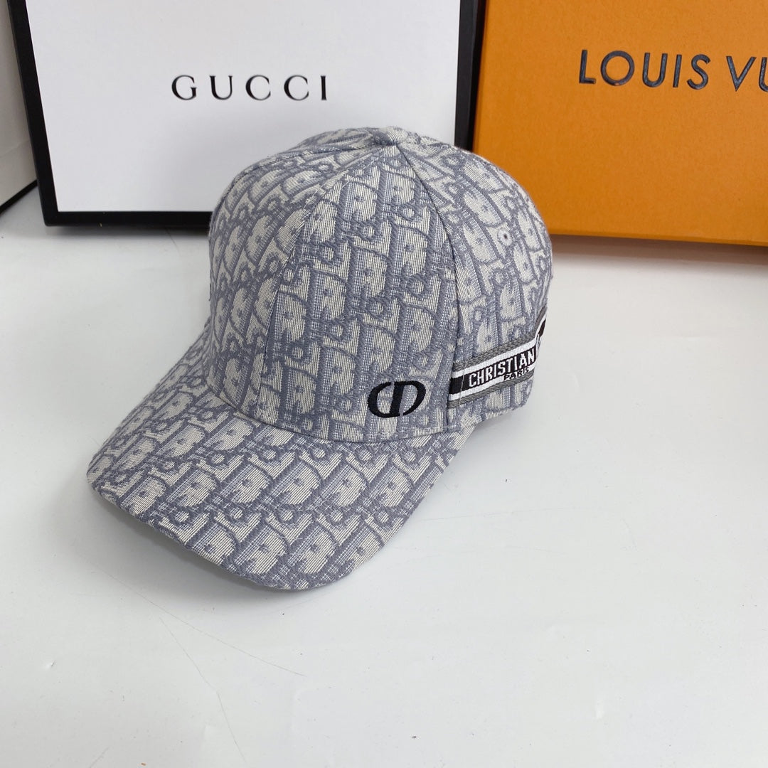 Christian Dior embroidered web baseball cap gray