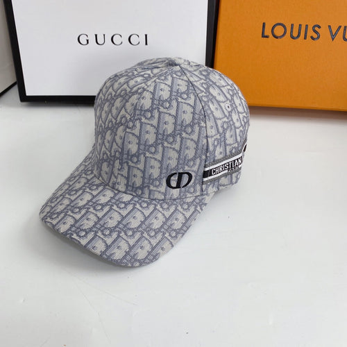Christian Dior embroidered web baseball cap gray